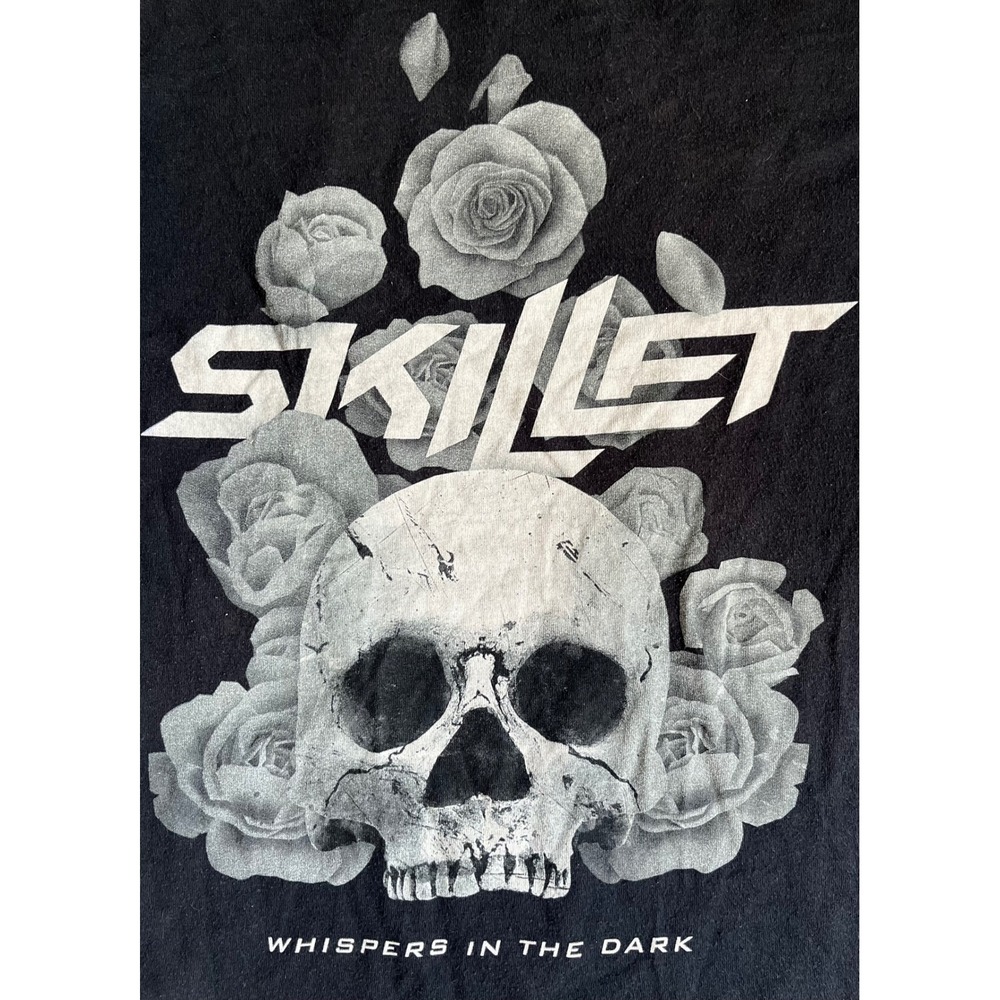 Skillet Whispers in the Dark Band T-Shirt Mens Large Black Skull Roses Graphic - Picture 3 of 7